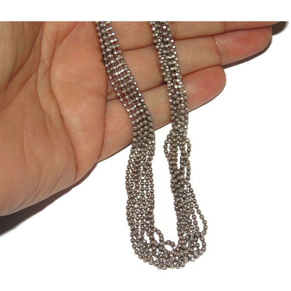 Vintage Estate Multichain 17" Sterling Silver Necklace Chain 7 Strands Popcorn - Picture 1 of 5